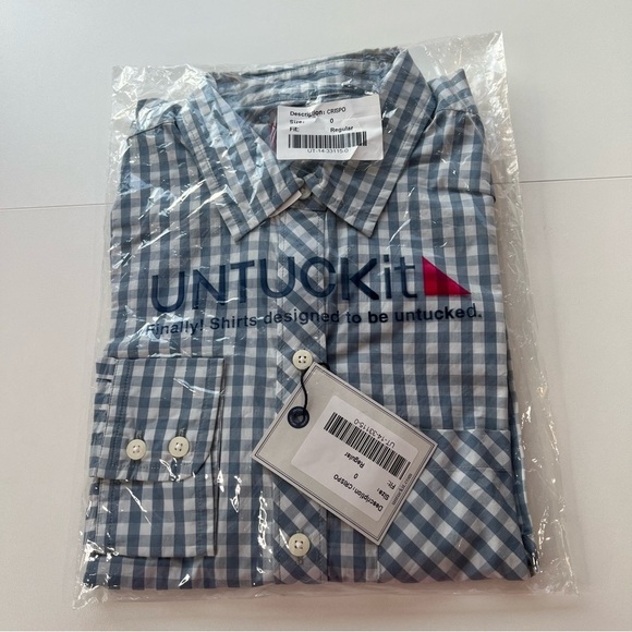 UNTUCKit Tops - UNTUCKit Women’s Blue Checkered Shirt Size 0